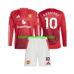 Camisola Manchester United Marcus Rashford 10 Criança Equipamento Primeiro 2024-2025 Manga Comprida